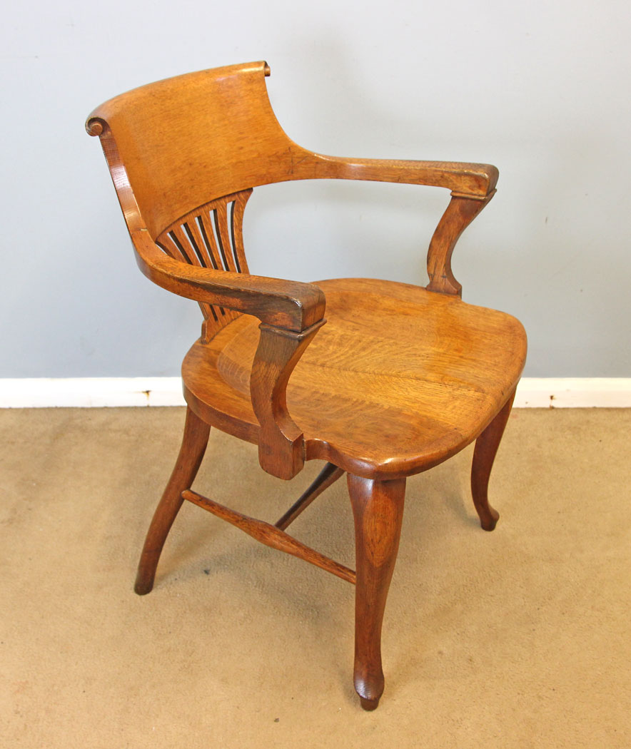 12238r8 Antique Oak Office Armchair Desk Chair,