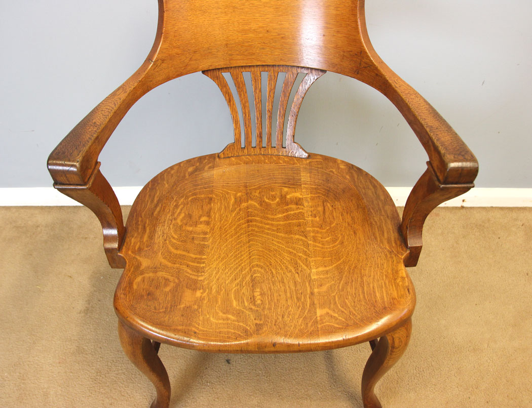 12238r9 Antique Oak Office Armchair Desk Chair,