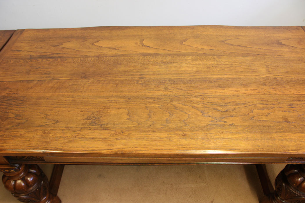 12257r9 Antique Oak Refectory Drawleaf Framhouse Extending Dining Table,