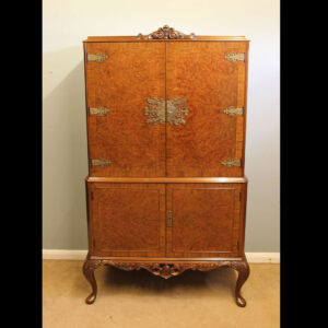Burr Walnut 20th Century Cocktail Drinks Cabinet