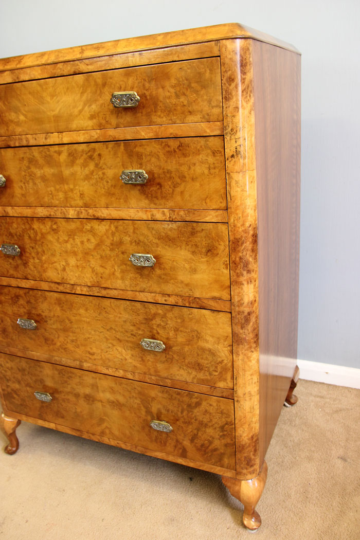 12269r4 Quality Burr Walnut Antique Chest Drawers,