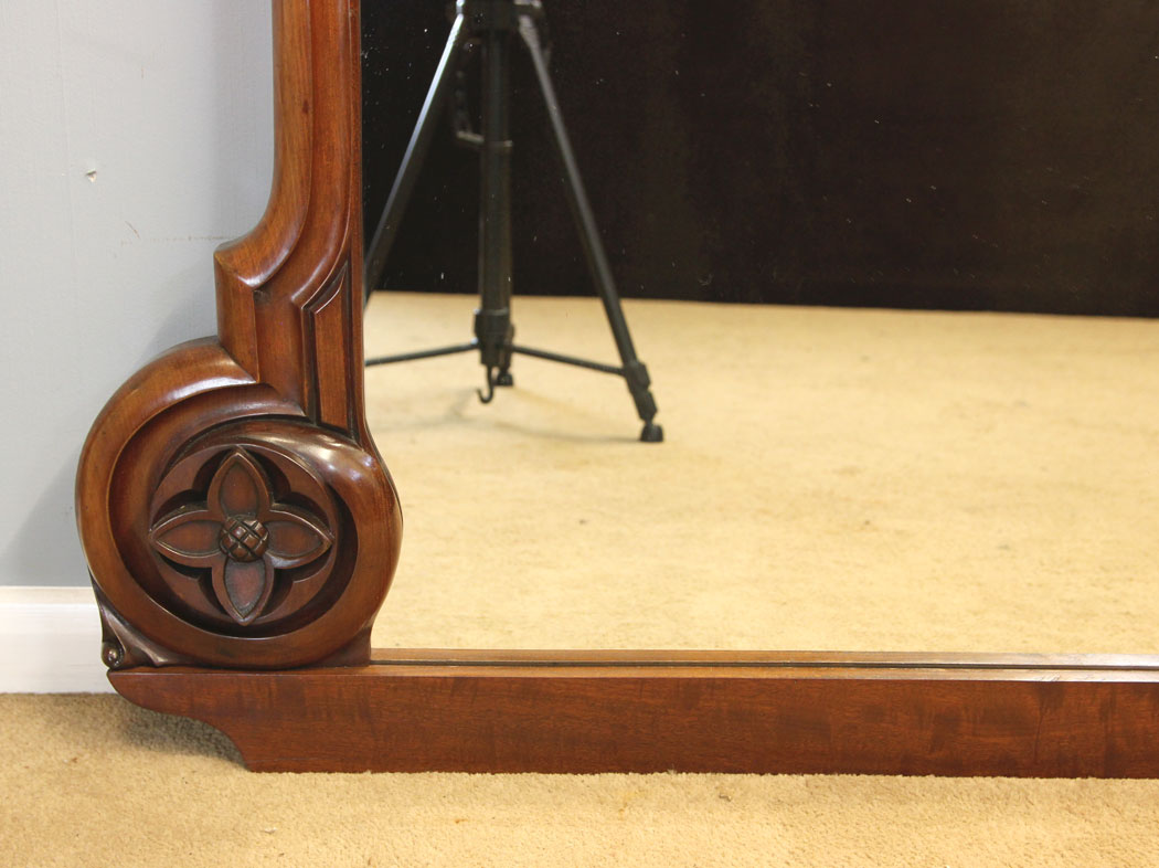12296r4 Antique Victorian Large Mahogany Wall Overmantle Mirror,
