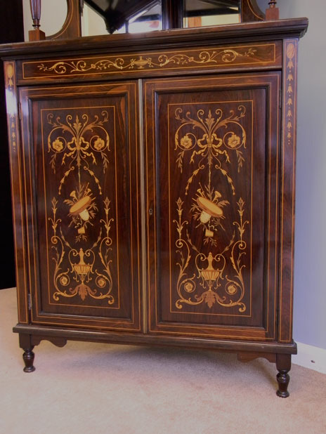 09431r11 Edwardian Inlaid China Cabinet