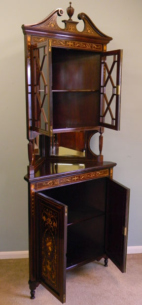09431r6 Antique Edwardian inlaid Display Cabinet
