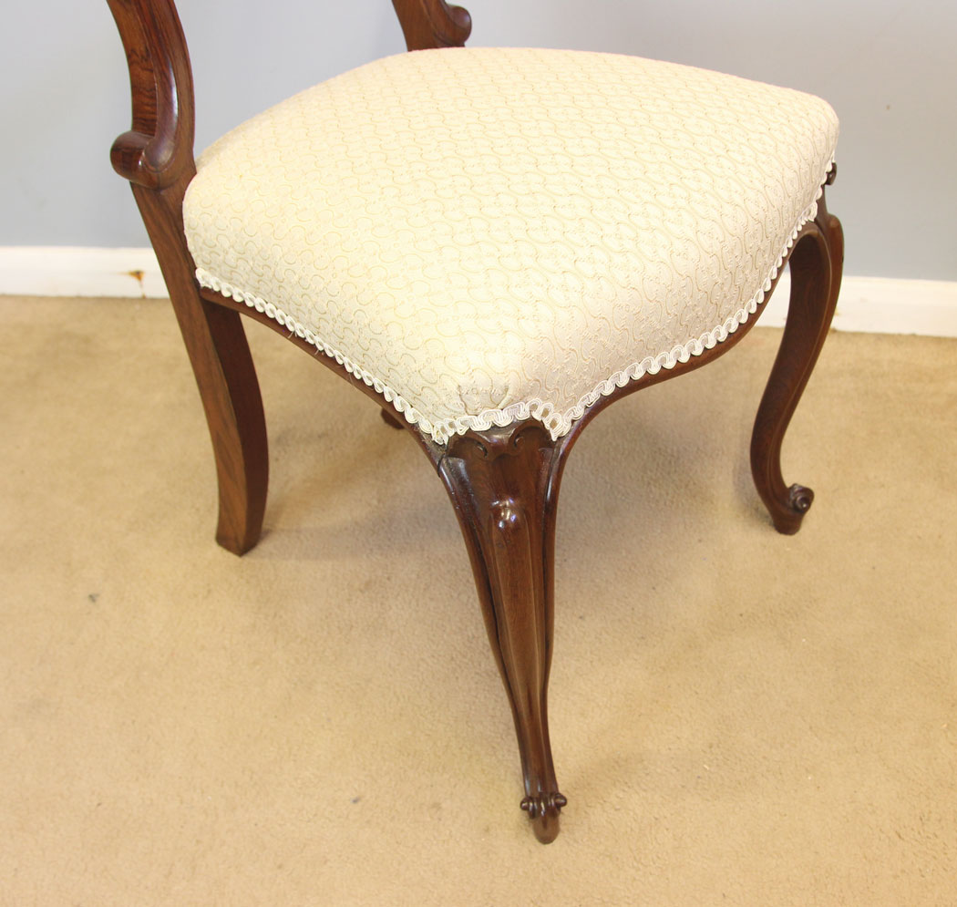 12315r11 Antique Set Six Rosewood Victorian Balloon Back Dining Chairs,
