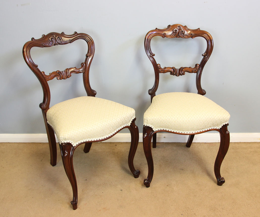 12315r3 Antique Set Six Victorian Cabriole Leg Dining Chairs,
