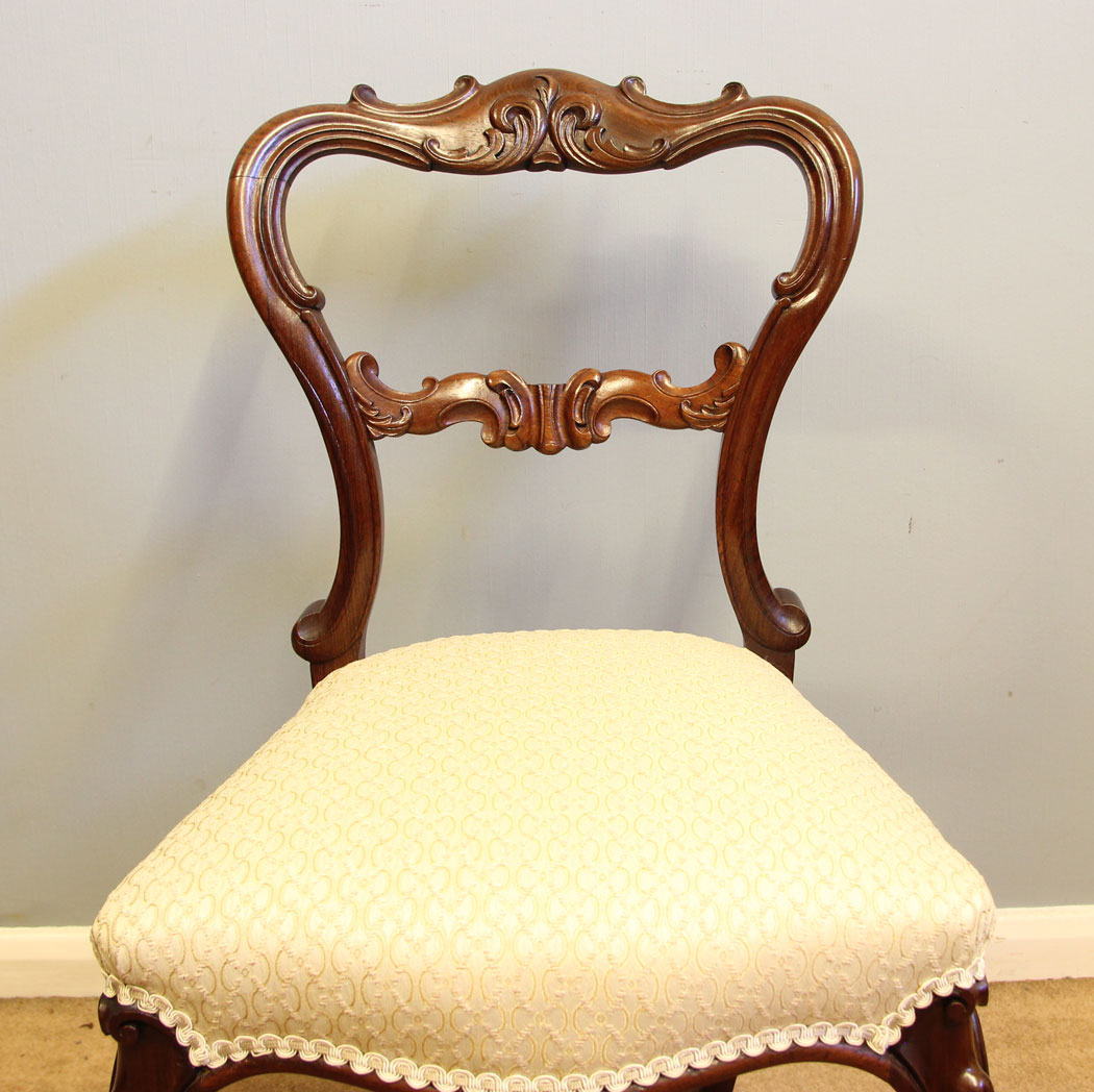 12315r4 Antique Set Six Victorian Cabriole Leg Dining Chairs,