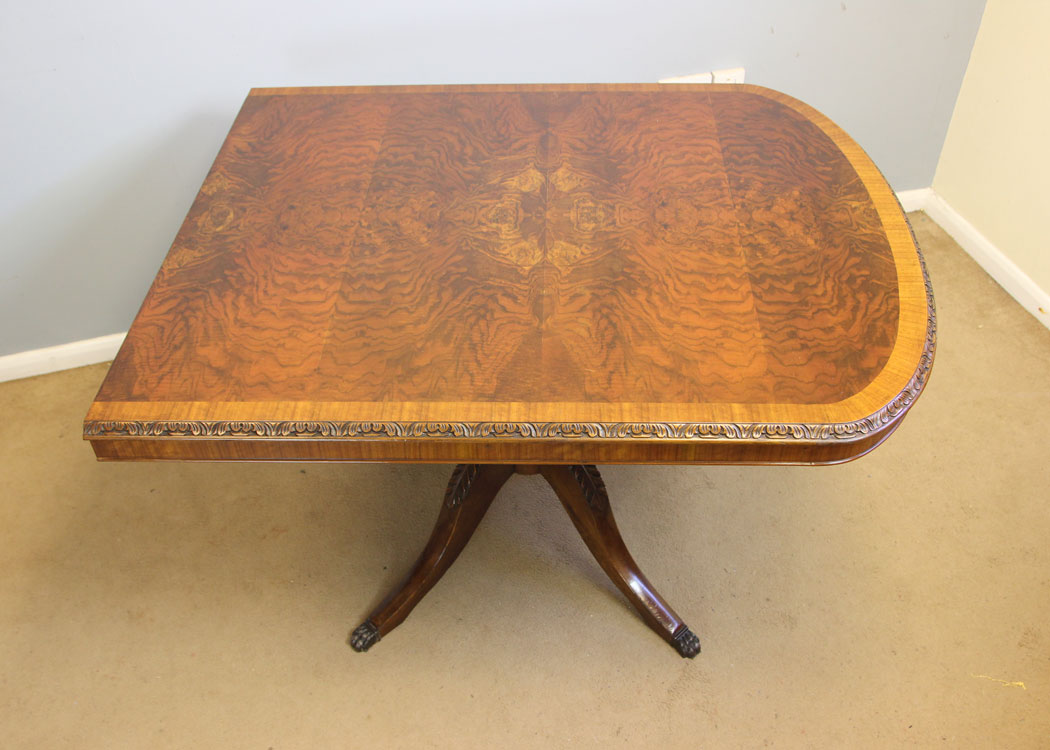 12316r15 Large Georgian Style Walnut Twin Pedestal Extending Dining Table,