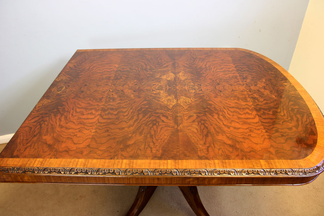 12316r20 Large Georgian Style Walnut Twin Pedestal Extending Dining Table,