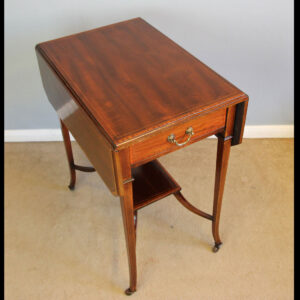Antique Edwardian Inlaid Mahogany Pembroke Side Table.