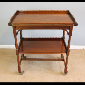 Antique Mahogany Tea Trolley Baize Serving Card Table