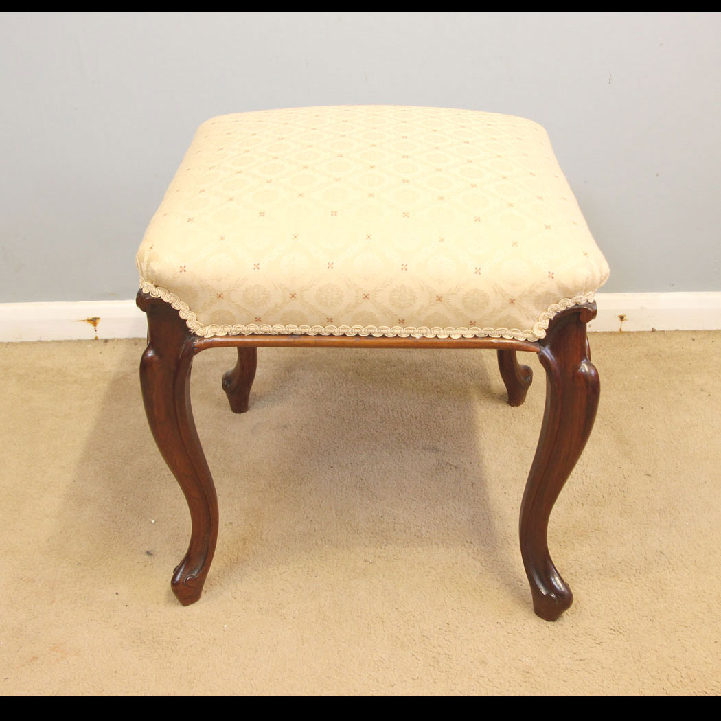 12351r01 Antique Victorian Stool, Antique Cabriole Leg Rosewood Victorian Stool
