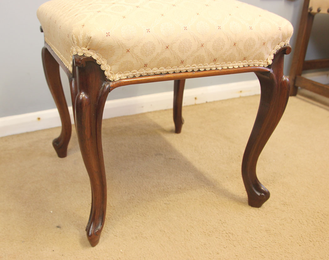 12351r6 Antique Cabriole Leg Rosewood Victorian Stool, Antique Cabriole Leg Rosewood Victorian Stool