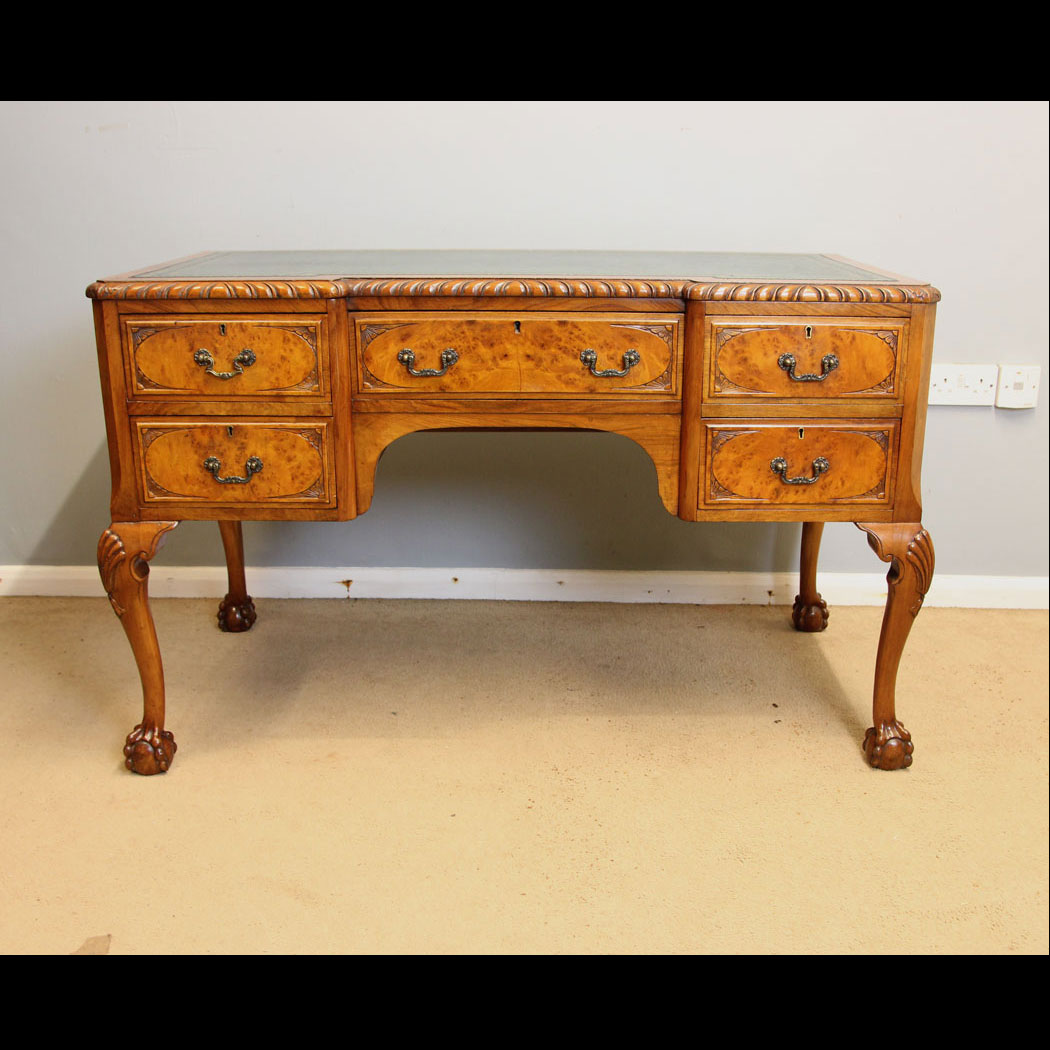 12355r01 Walnut Queen Anne Style Writing Table Desk, Antique Walnut Queen Anne Style Writing Table Desk