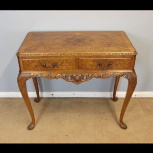 Antique Burr Walnut Queen Anne Style Console Side Table