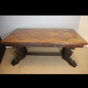 Antique Large Oak Refectory Farmhouse Extending Draw Leaf Dining Table