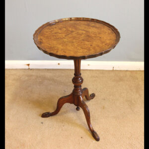 Burr Walnut Tripod Occasional Wine Table