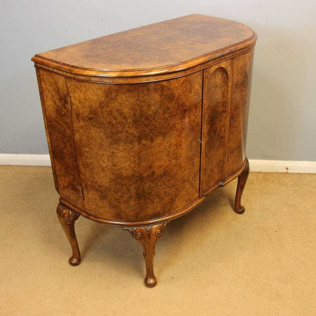 12425r10 Quality Antique Burr Walnut Side Cabinet Sideboard, Quality Burr Walnut Side Cabinet