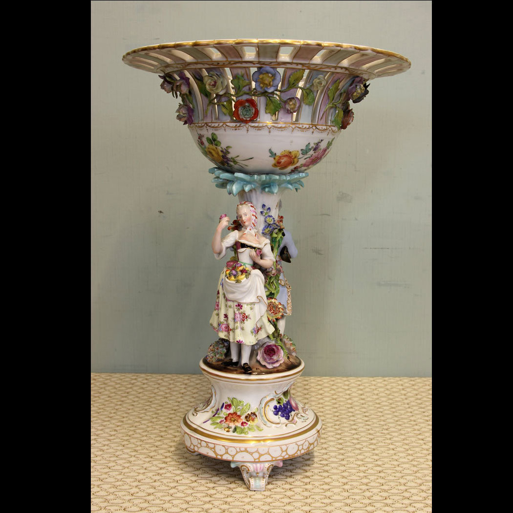 10770r1 Antique German Porcelain Centre Piece, Antique German Porcelain Centre Piece,