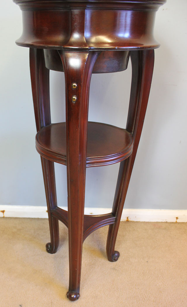 12448r4 Antique Mahogany Jardinière Plant Stand, Antique Torchiere Mahogany Jardinière Plant Stand