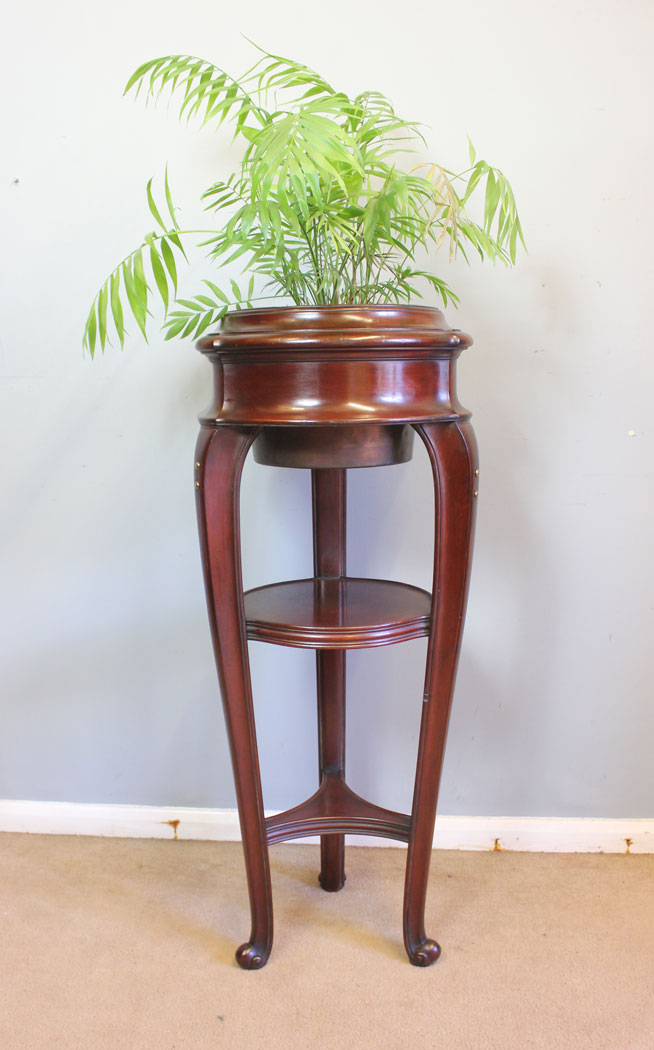 12448r6 Antique Mahogany Jardinière Plant Stand, Antique Torchiere Mahogany Jardinière Plant Stand