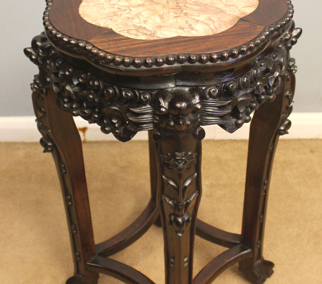 12451r5 Quality Antique Carved Hardwood Stand, Antique Jardiniere Plant Stand Carved Hardwood Stand