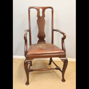 Queen Anne Style Mahogany Elbow Carver Desk Chair