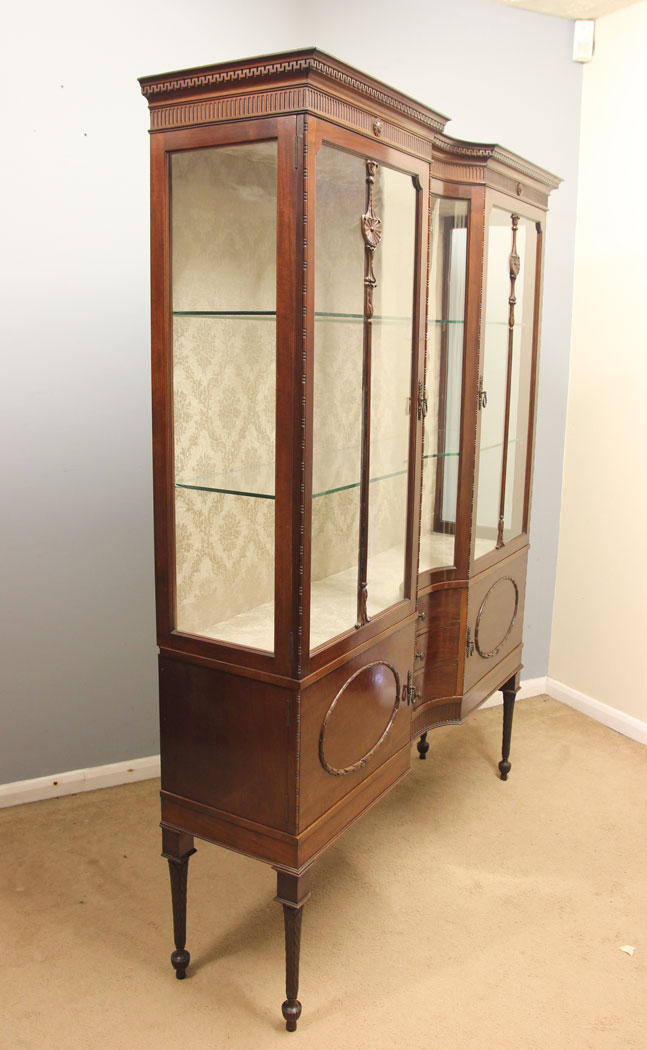 12477r2 Antique Edwardian Mahogany Display Cabinet, Antique Edwardian Mahogany Display Cabinet