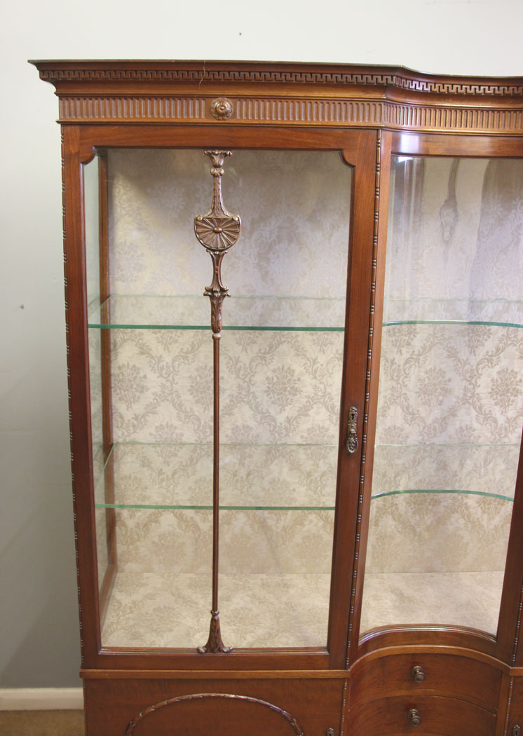 12477r4 Antique Edwardian Mahogany Display Cabinet, Antique Edwardian Mahogany Display Cabinet