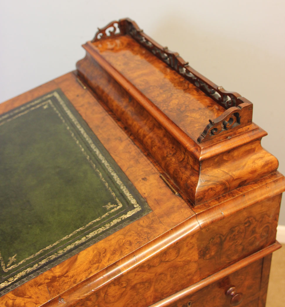 12479r10 Antique Victorian Burr Walnut Davenport Writing Desk, Antique Victorian Burr Walnut Davenport Writing Desk