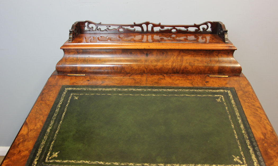 12479r13 Antique Victorian Burr Walnut Davenport Writing Desk, Antique Victorian Burr Walnut Davenport Writing Desk