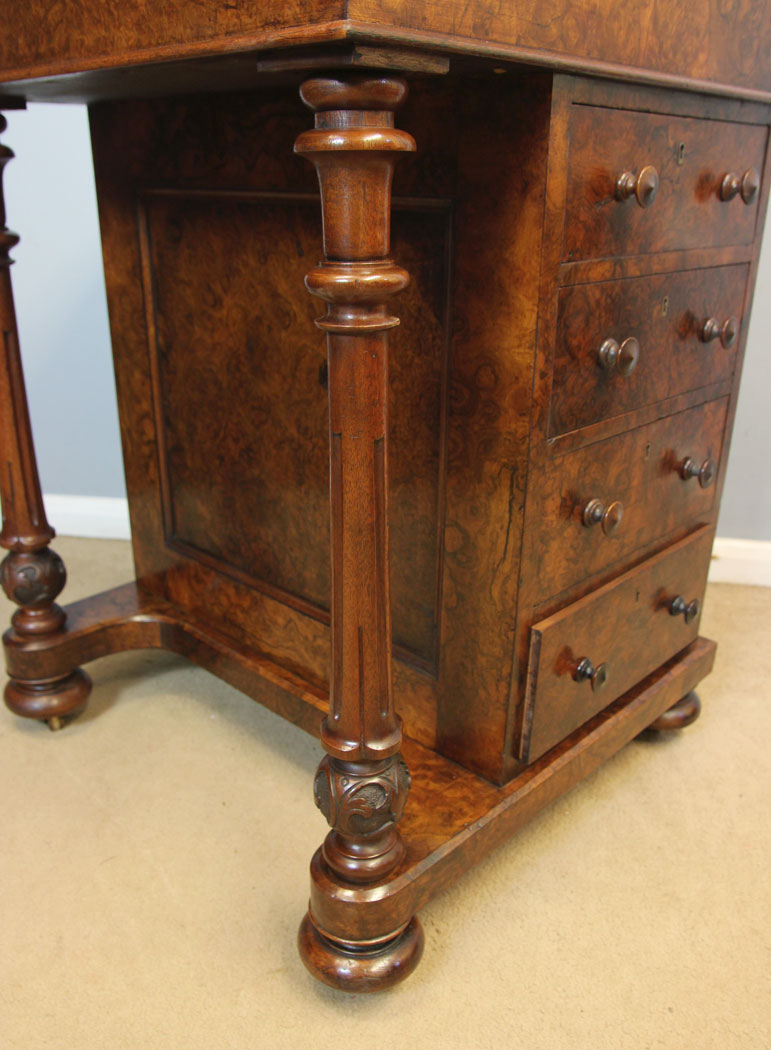 12479r17 Antique Victorian Burr Walnut Davenport Writing Desk, Antique Victorian Burr Walnut Davenport Writing Desk