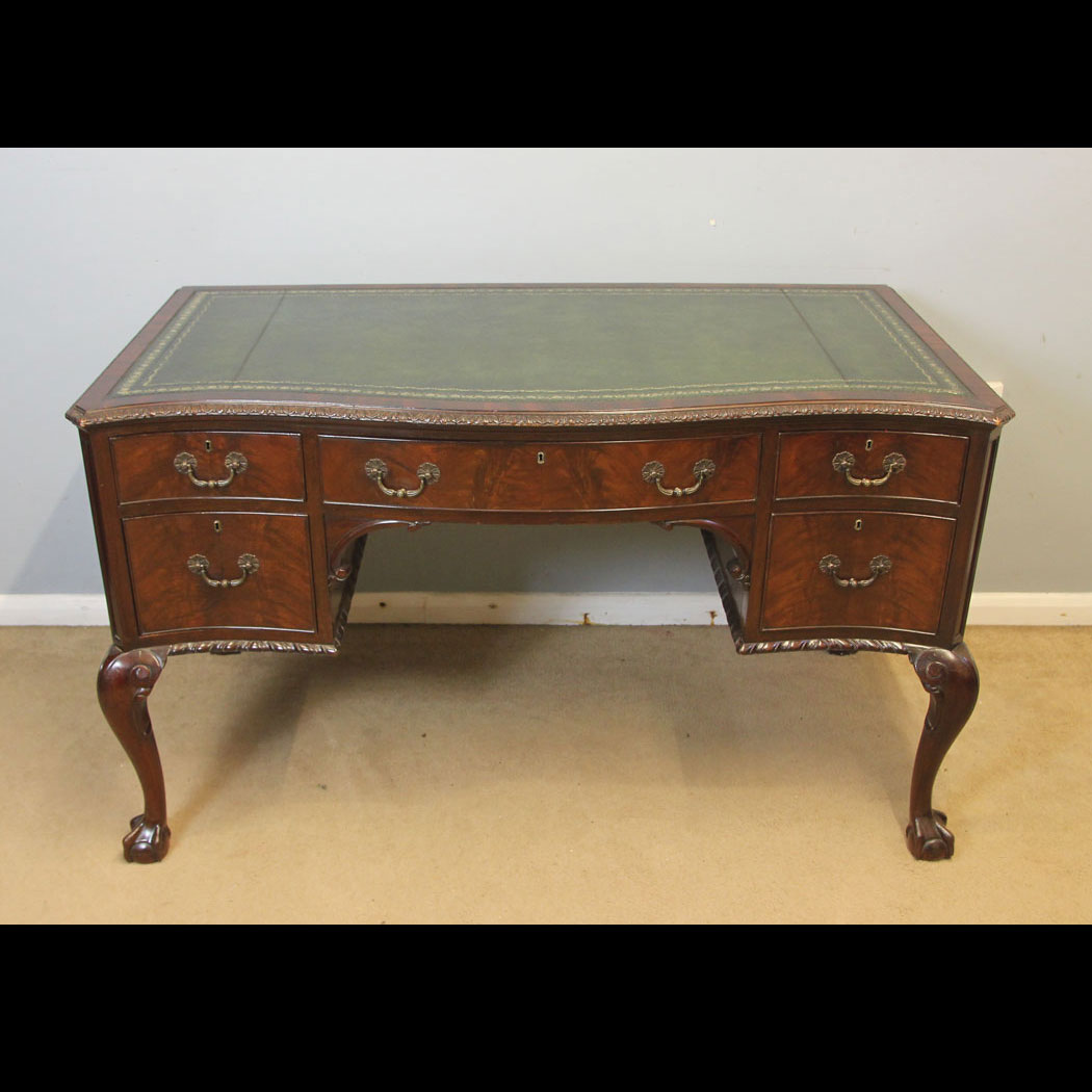 12480r01 Antique Mahogany Knee Hole Writing Desk, Antique Mahogany Knee Hole Writing Desk