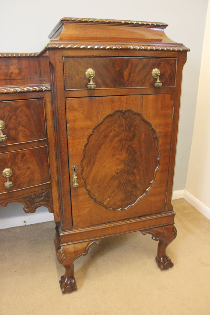 12484r4 Antique Chippendale Style Ball Claw Mahogany Sideboard, Antique Chippendale Style Ball Claw Mahogany Sideboard,