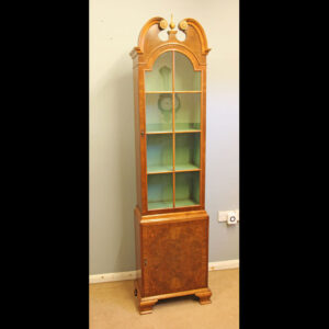Antique Georgian Style Walnut Cabinet Bookcase