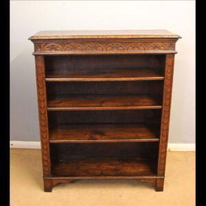 Antique Carved Oak Open Bookcase