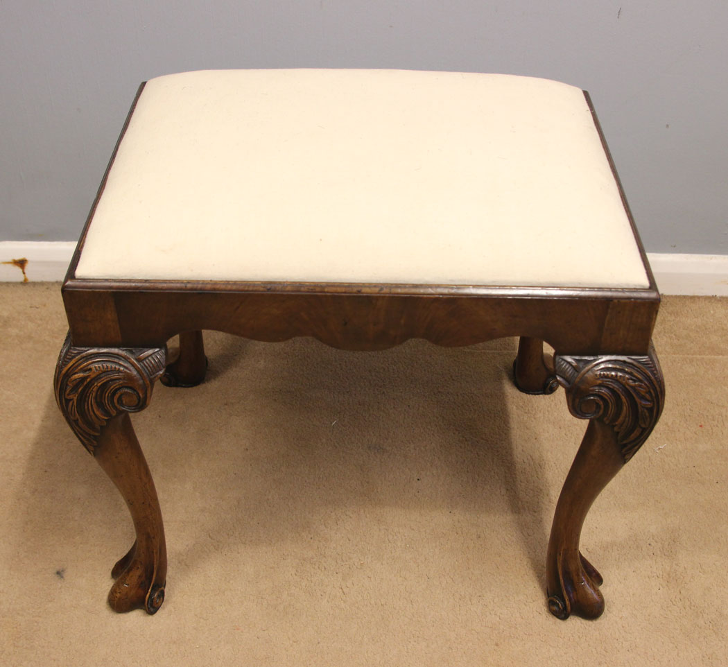 12515r5 Antique Walnut Dressing Table Stool, Antique Walnut Dressing Table Stool
