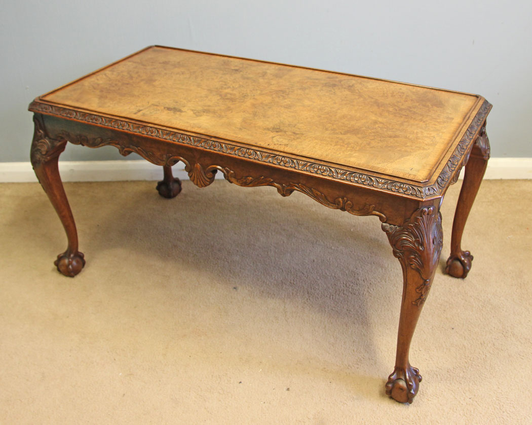 12516r1 Antique Burr Walnut Coffee Table, Antique Burr Walnut Coffee Table