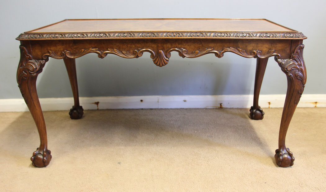 12516r2 Antique Burr Walnut Coffee Table, Antique Burr Walnut Coffee Table