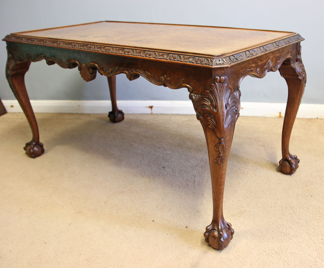 12516r5 Antique Burr Walnut Coffee Table, Antique Burr Walnut Coffee Table