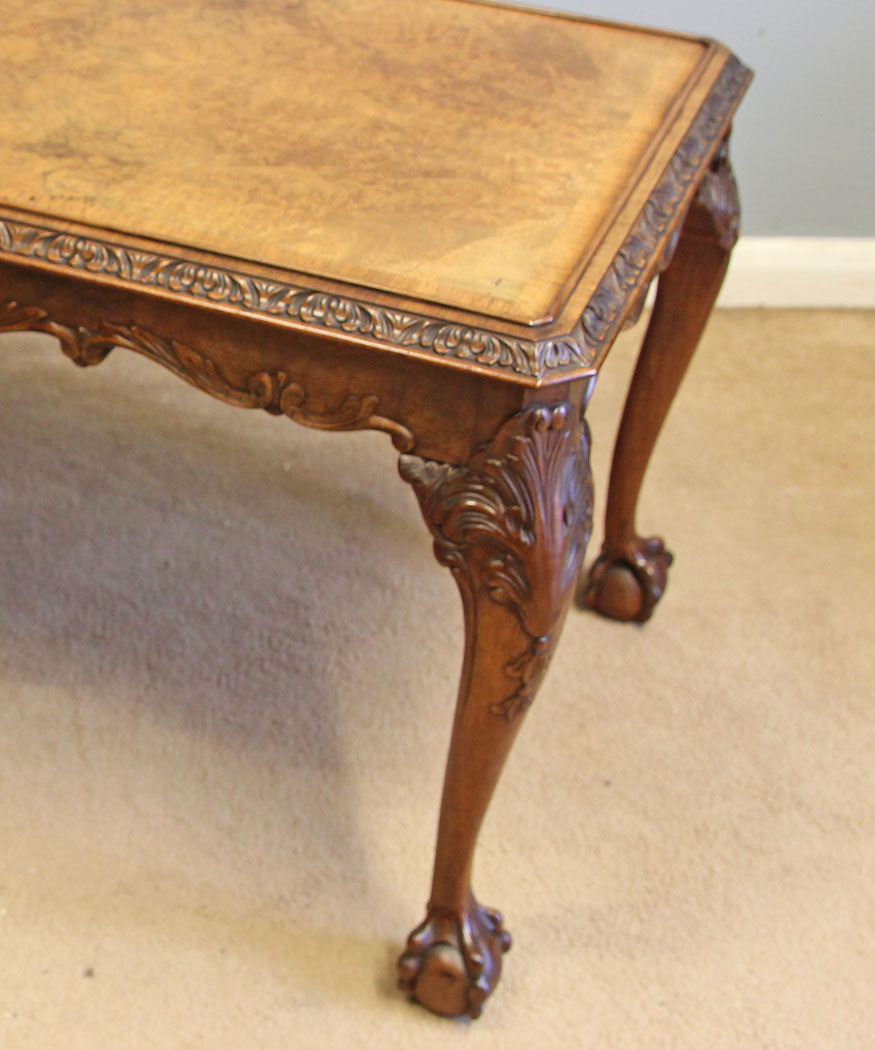 12516r7 Antique Burr Walnut Coffee Table, Antique Burr Walnut Coffee Table
