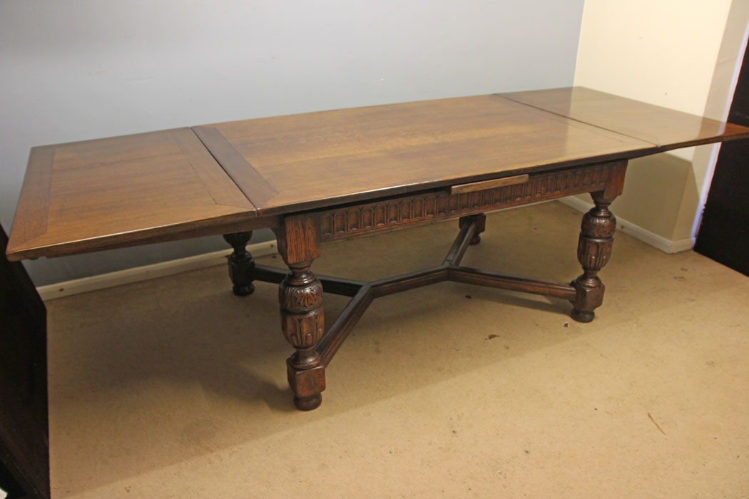 12522r2 Large Oak Farmhouse Refectory Extending Dining Table, Large Oak Farmhouse Refectory Extending Dining Table