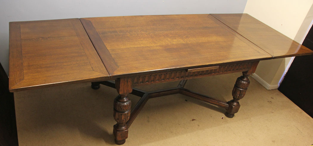 12522r3 Large Oak Farmhouse Refectory Extending Dining Table, Large Oak Farmhouse Refectory Extending Dining Table