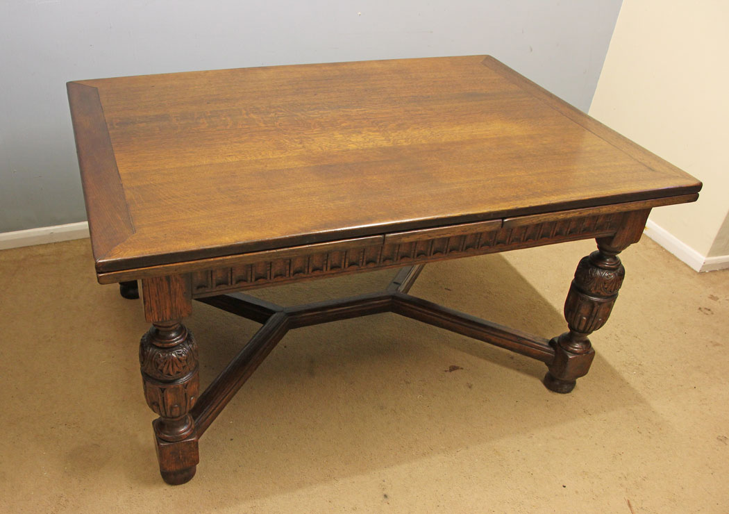 12522r4 Large Oak Farmhouse Refectory Extending Dining Table, Large Oak Farmhouse Refectory Extending Dining Table