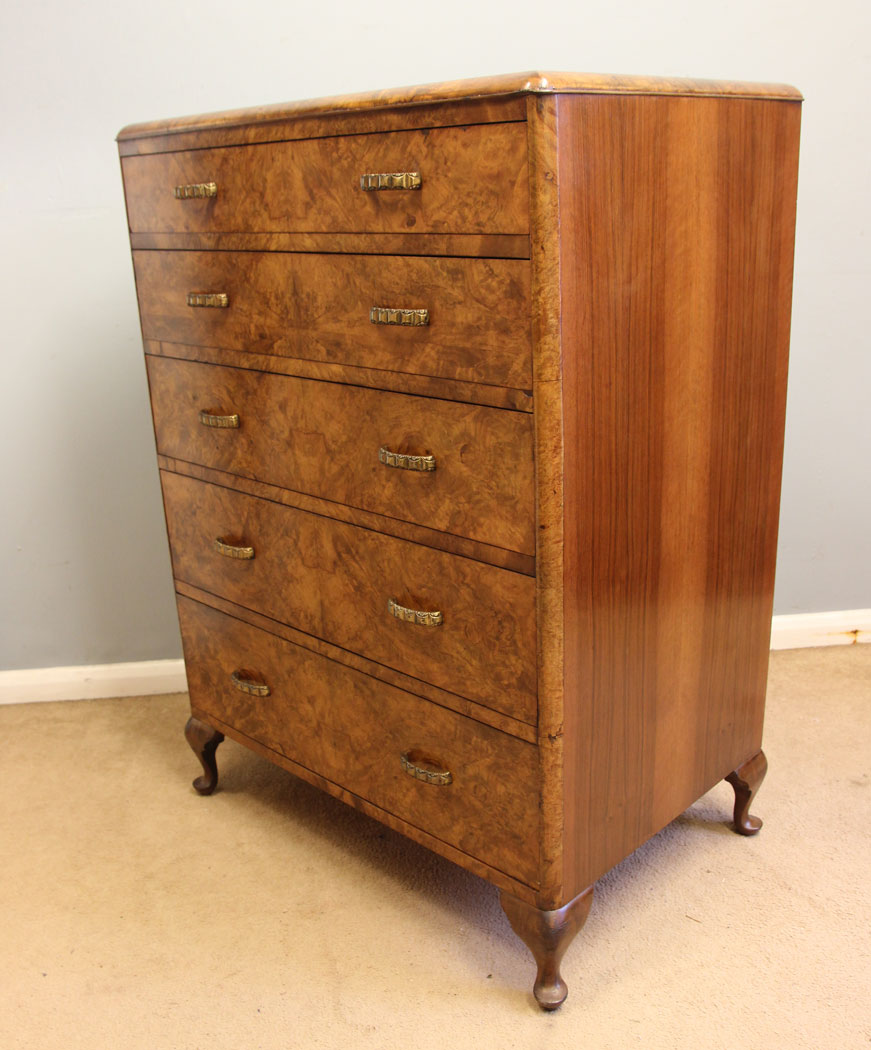 12530r3 Antique Burr Walnut Quality Chest of Drawers, Quality Antique Burr Walnut Chest of Drawers