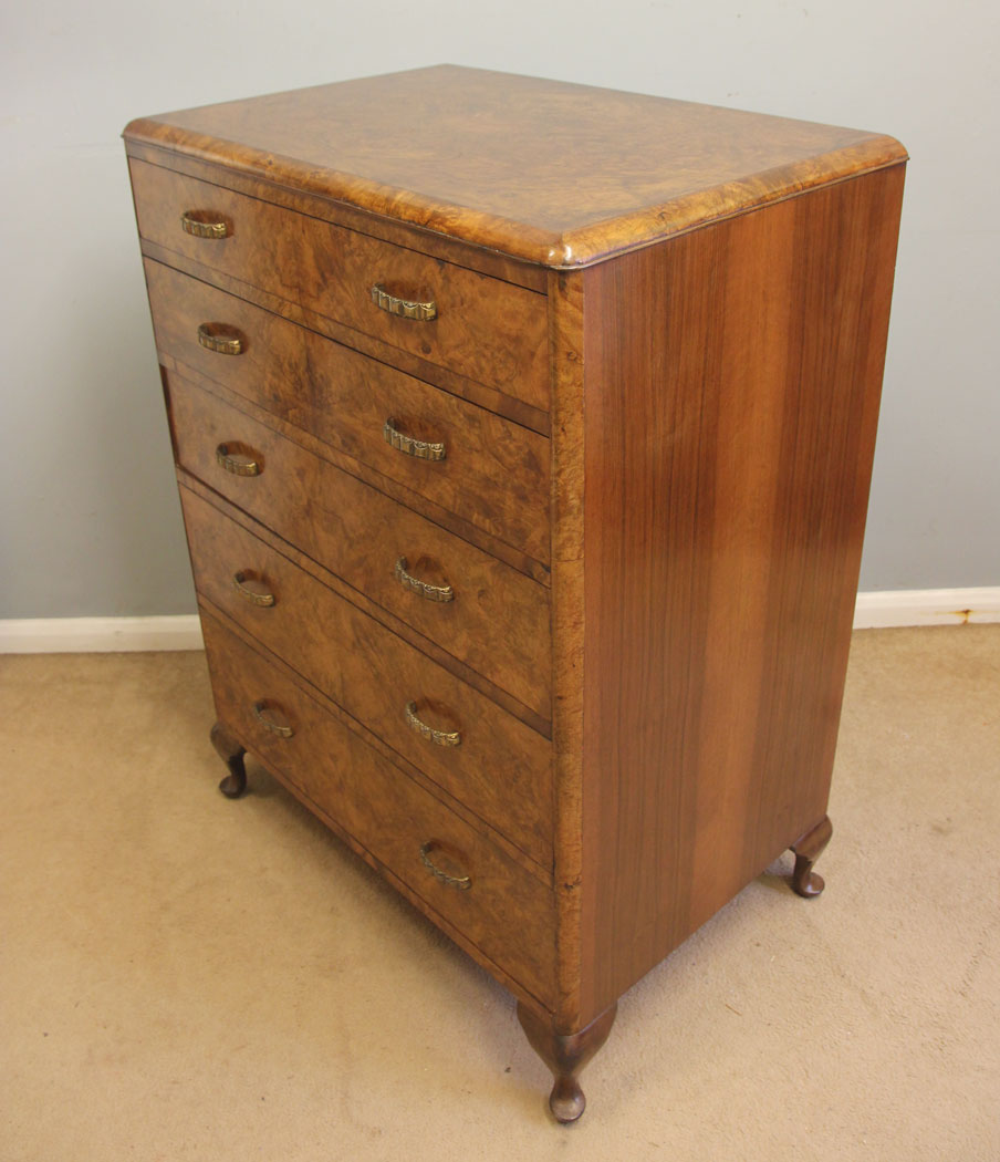 12530r4 Antique Burr Walnut Quality Chest of Drawers, Quality Antique Burr Walnut Chest of Drawers