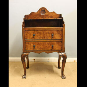 Antique Burr Walnut Bedside Table Side Occasional Table