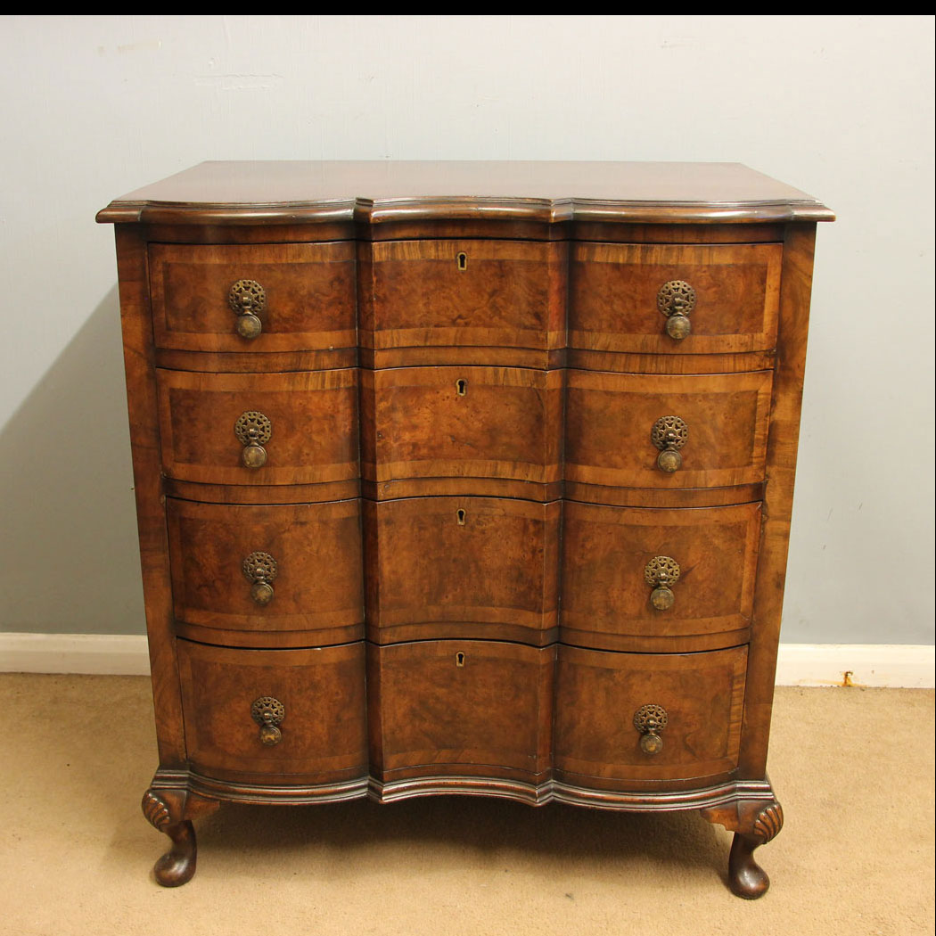 12545r01 Antique Burr Walnut Chest of Drawers, Antique Burr Walnut Chest of Drawers