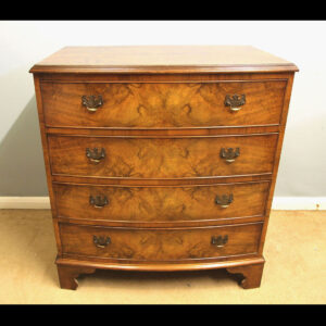Antique Bow Front Burr Walnut Chest of Drawers