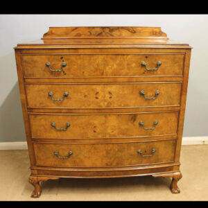Antique Figured Walnut Bow Front Chest of Drawers